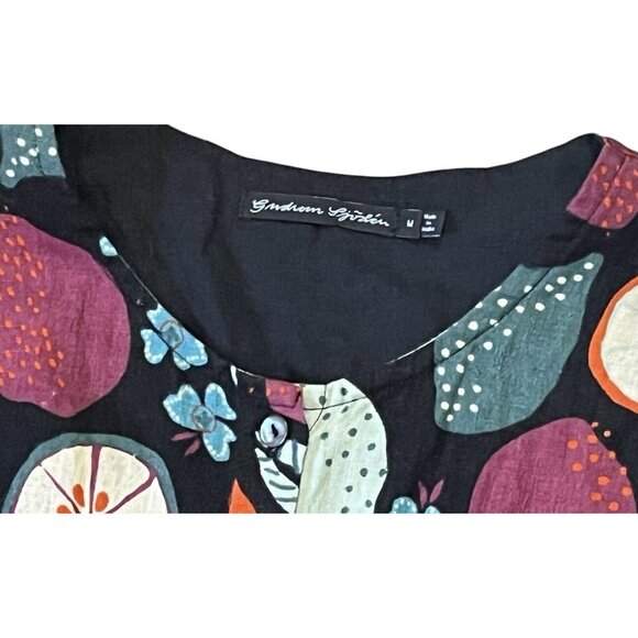 GUDRUN SJODEN 100% Linen Fruit Relaxed Boxy Fit Top Lagenlook ~Rare Print Medium - Picture 3 of 8
